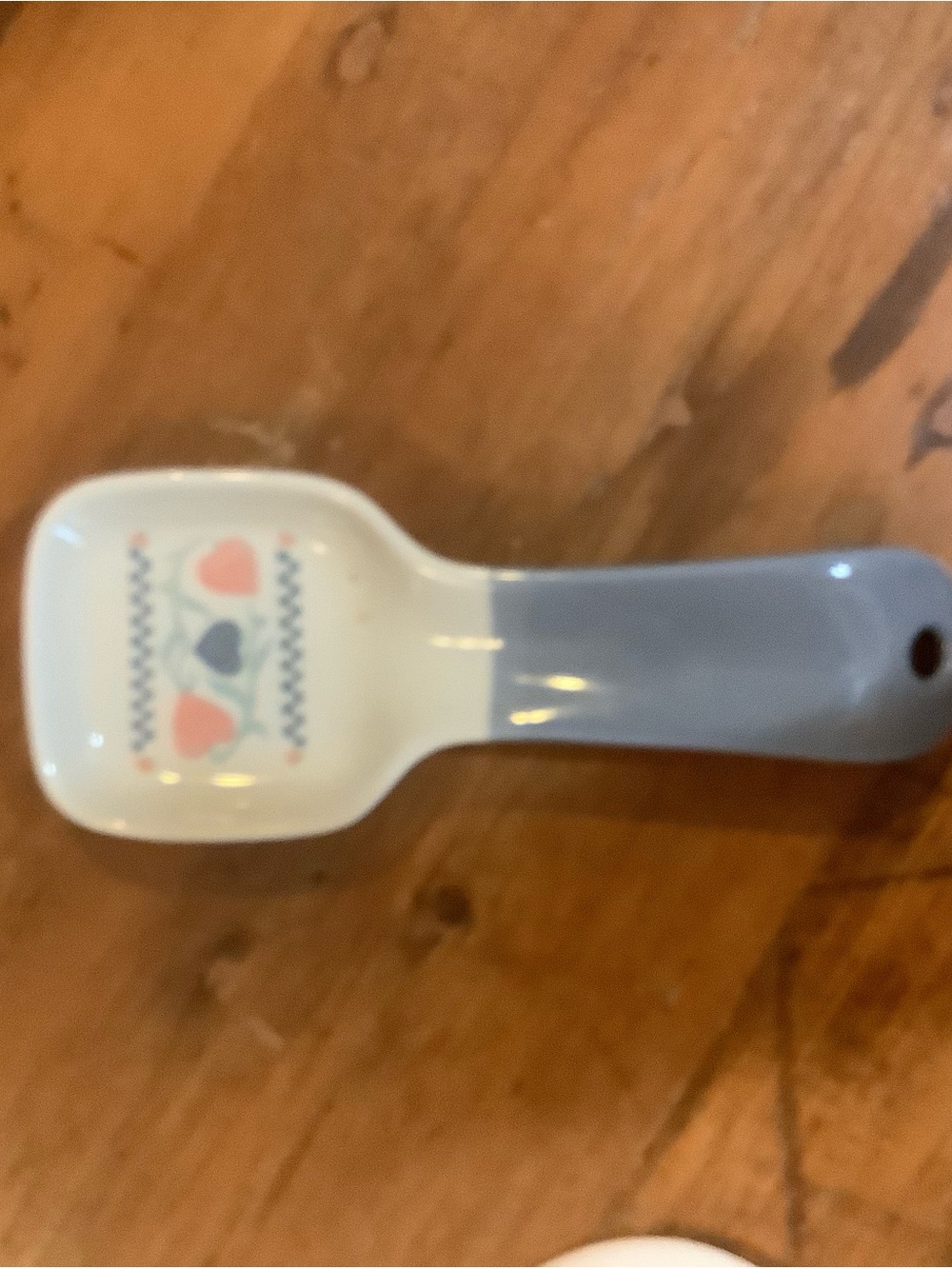 Unk Ceramic Spoon Rest in Light Blue with Heart Motif